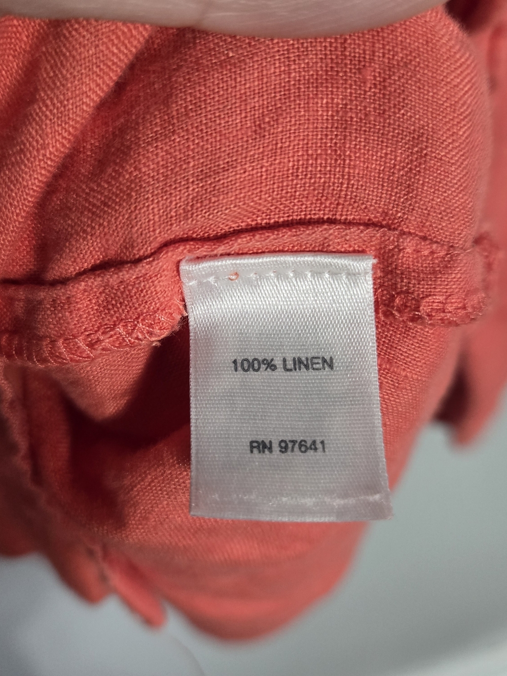 J Jill Love Linen Coral Orange Button Down Long Sleeve Slub Shirt Blouse Size 2X - Picture 5 of 5